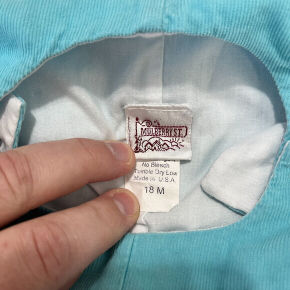 Mulberry St One Piece Baby Girl 18M‎ Blue Corduroy Christmas Reindeer Overalls - Picture 3 of 7